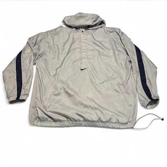 Nike Other - VTG 90s Nike Windbreaker Pullover Jacket XXL Gray Center Swoosh Logo Spellout